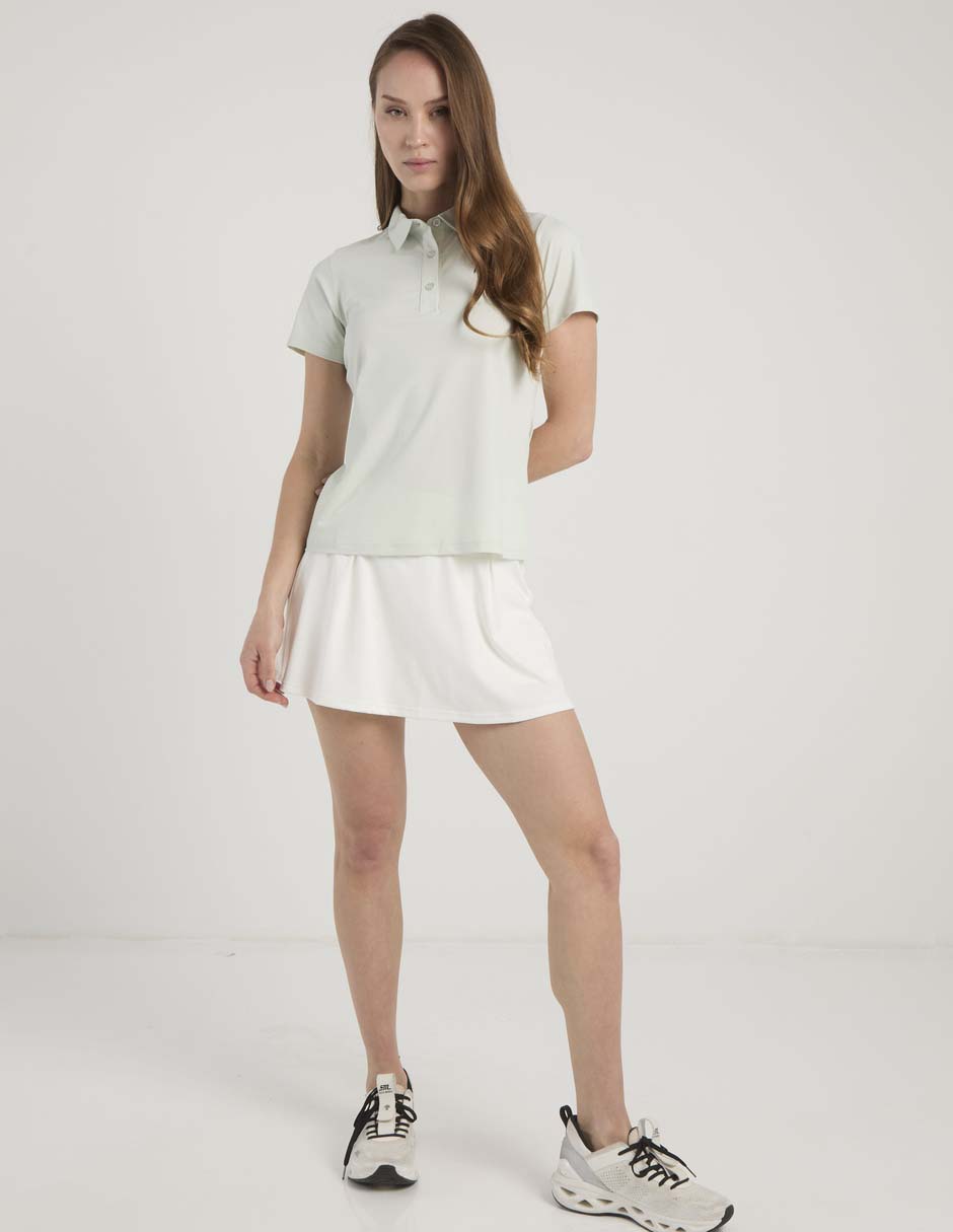 Playera tipo polo deporte con raqueta para mujer 8