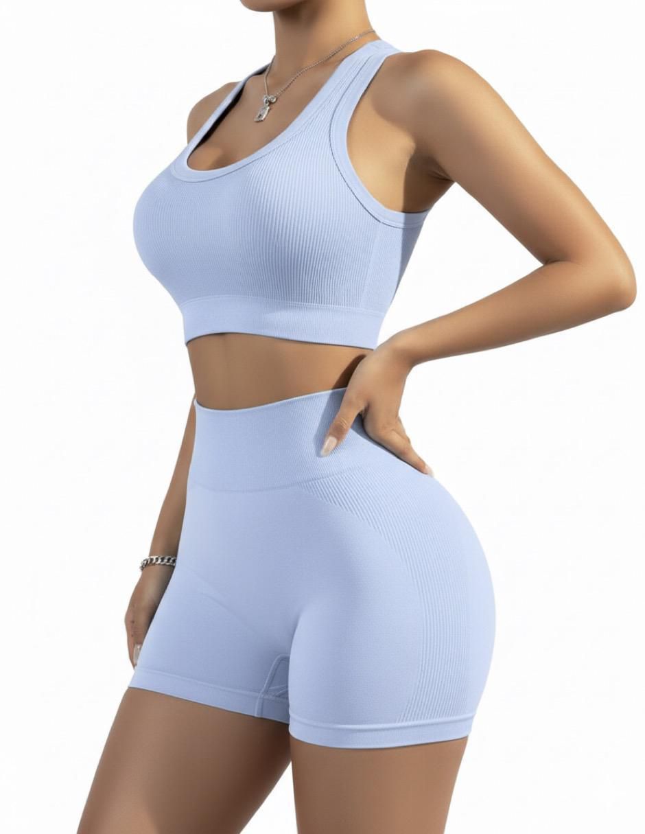 Conjunto deportivo ajustado con elástico para mujer 2