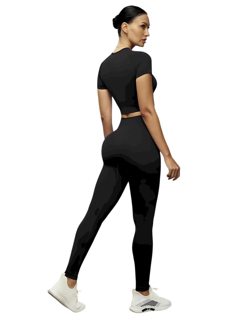 Conjunto deportivo ajustado con elástico para mujer 4