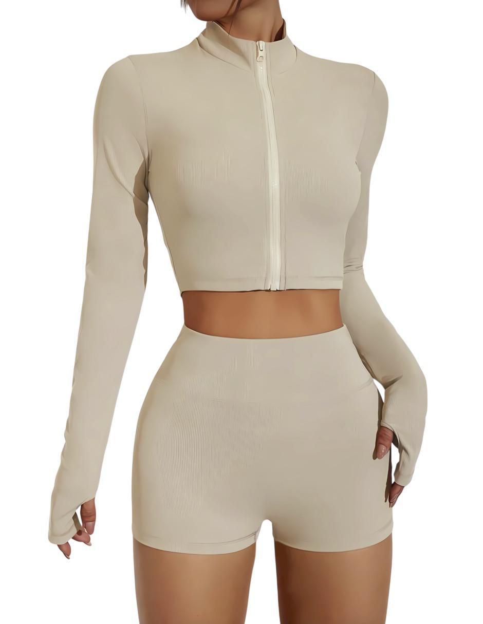 Conjunto deportivo ajustado con elástico para mujer 2