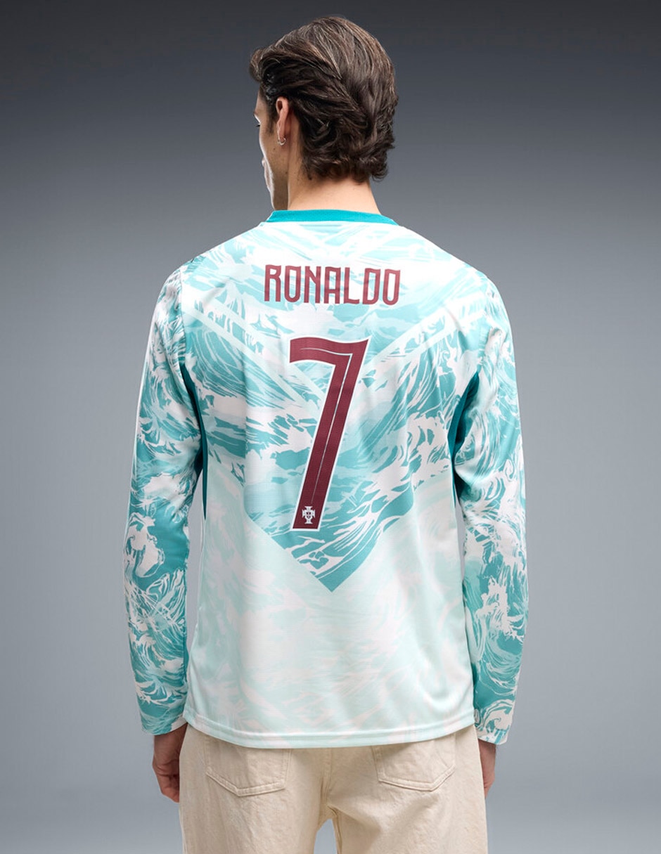 Jersey de Selección de Fútbol de Portugal visitante de Ronaldo manga larga fan para hombre 2