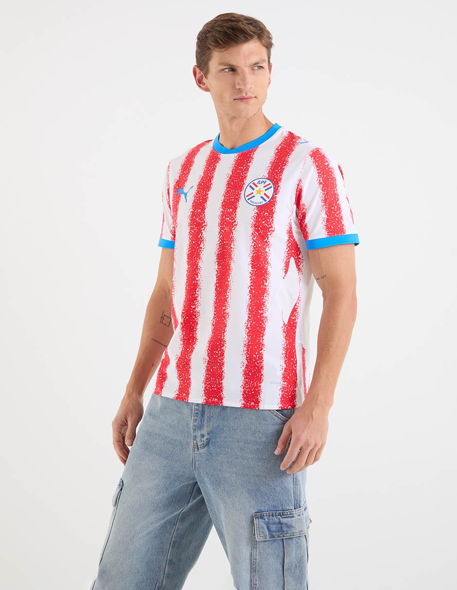 Jersey de Selección de Fútbol de Paraguay local manga corta fan para hombre Jersey de Selección de Fútbol de Paraguay local manga corta fan para hombre